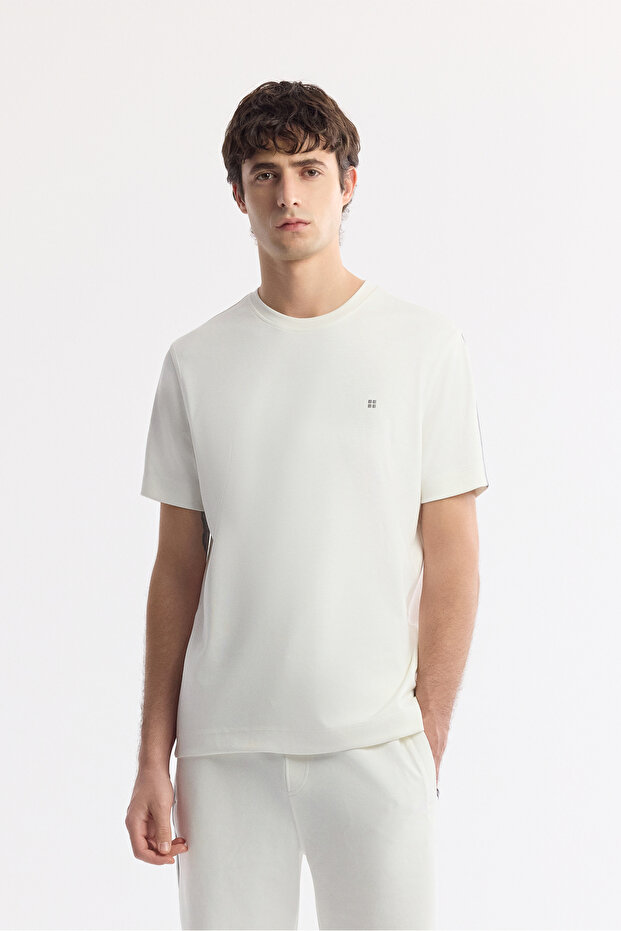 Erkek Ekru Beli Lastikli Bağcıklı Bi-Stretch İnterlok Örme Regular Fit Şort A51Y3628 - 7