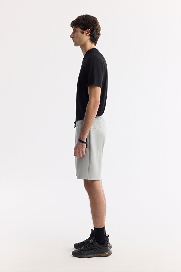 Erkek Gri Beli Lastikli Bağcıklı Bi-Stretch İnterlok Regular Fit Şort A51Y3631 - 2