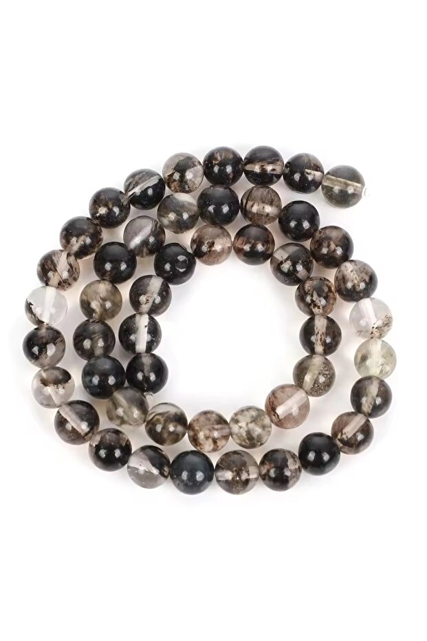 Natural Stone Smoky Black Quartz Stone 8 mm 1 Strand 47 Pieces
