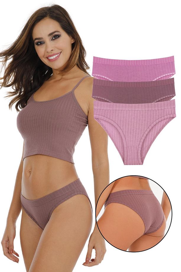 Kadın Fitilli Soft Renkler 3 lü Slip Külot Set - KTS4053 - 1