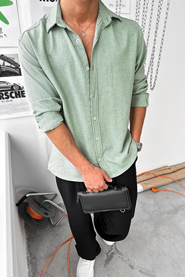 قميص أخضر أساسي مريح - 5