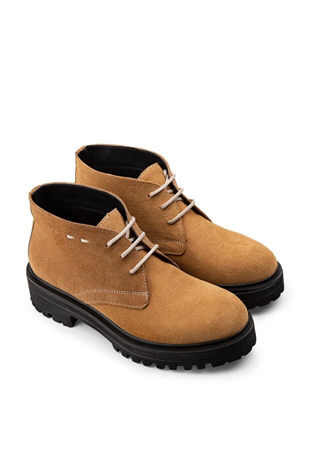 Hakiki Süet Bej Kadın Bot - 2
