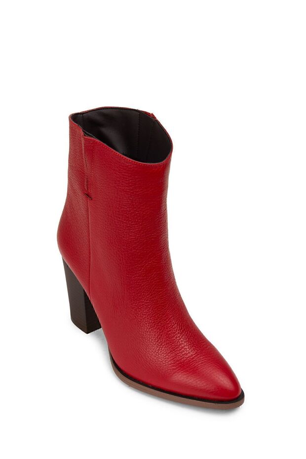 Hakiki Deri Kırmızı Kadın Bot - 5