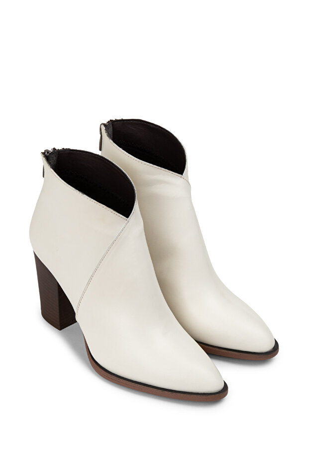 Hakiki Deri Bej Kadın Bot - 2