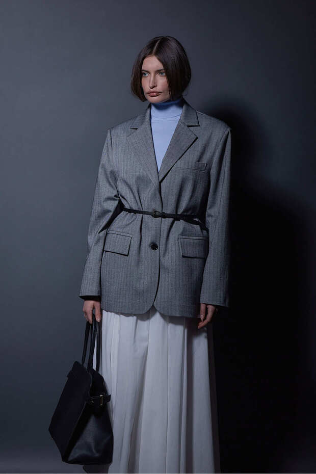 سترة متعرجة كبيرة الحجم - أسود - 7