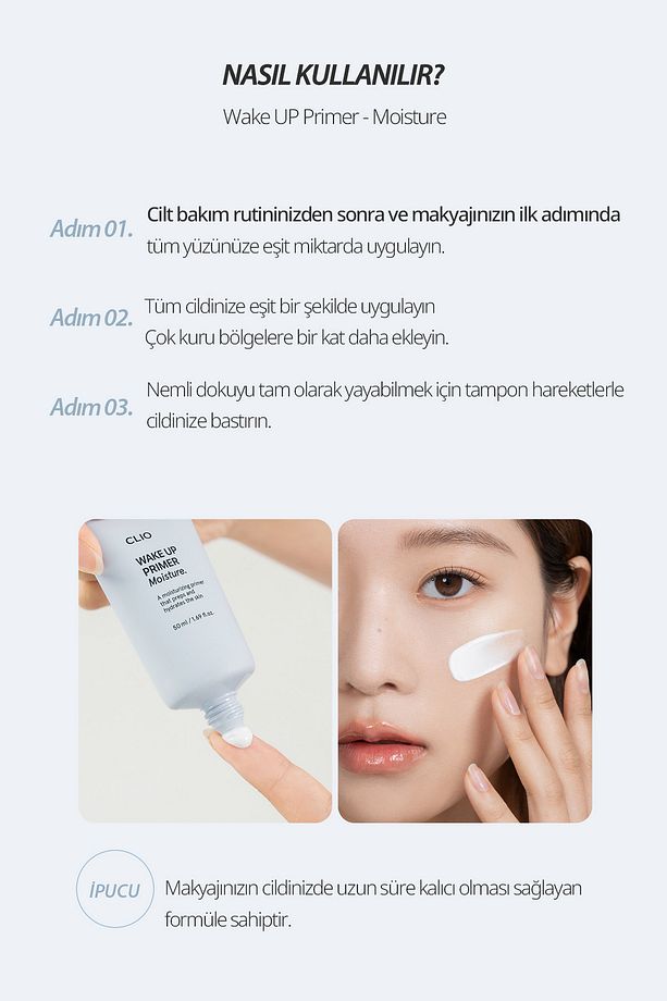 Uzun Süre Nemlendirme Sağlayan Makyaj Bazı Clio Wake Up Primer Moisture - 5