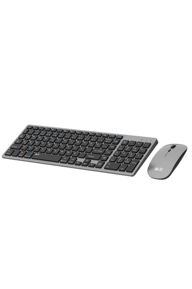 Gri Kablosuz Zarif Sessiz Tasarım Dual Mode 2.4G+BT5.2 Klavye Mouse Set İos Android Windows Uyumlu - 2