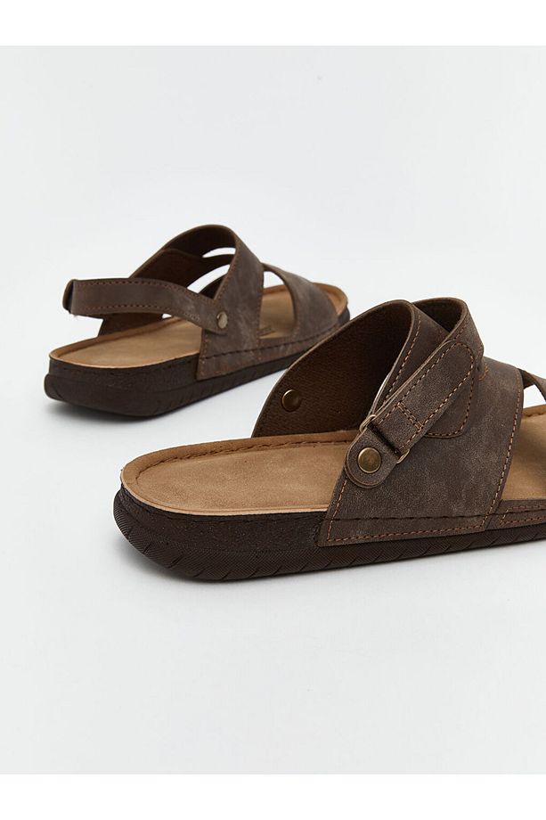 LCW STEPS Bej Cırt Cırtlı Erkek Sandalet - 5