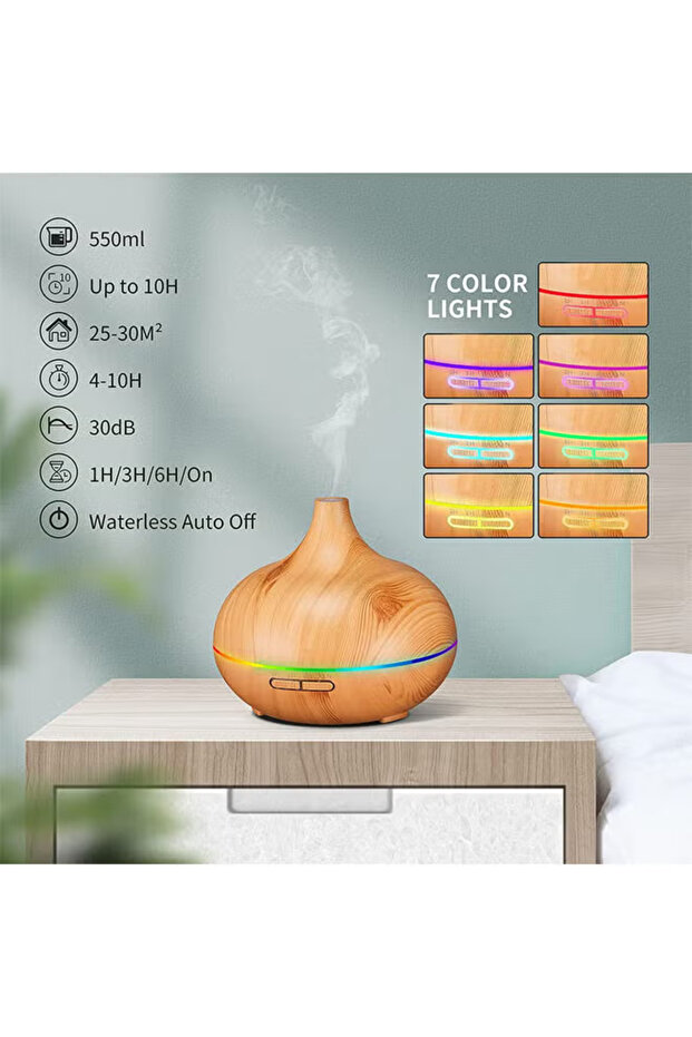 Aroma Diffuser For Essential Oils, 300ml,with Timer And Led Lights,relaxing Atmosphere & Hydration - 6