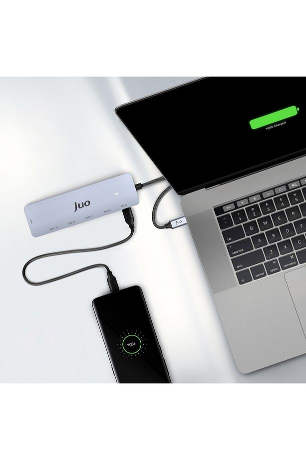 JHB61 Type-C 5Gbps 100W 4K 60Hz HDMI Gigabit Ethernet Dönüştürücü USB 3.2 Çokayıcı Hub - 6