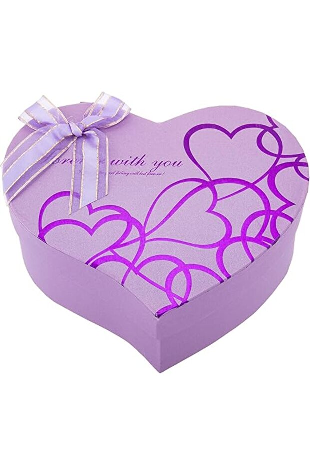 Gift Box M Heart 17Cm X 20Cm X 8Cm Purple