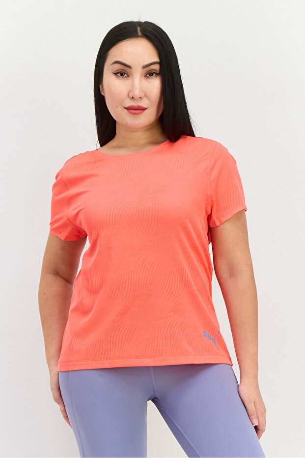 Women Sportswear Fit Short Sleeves Training Top, Bright Pink