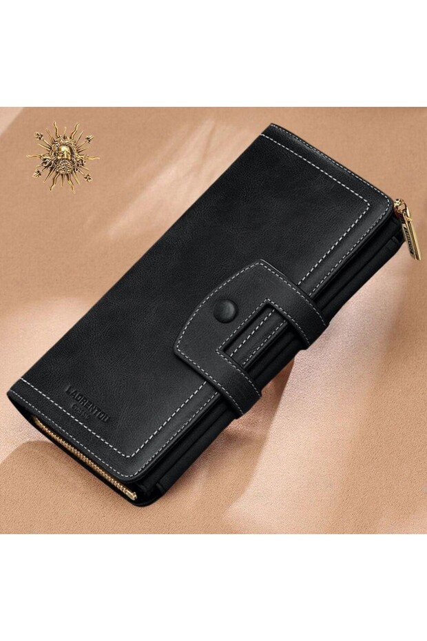 Garavani Genuine Leather Italian Made Zippered Long Women's Wallet - Women's Card Holder