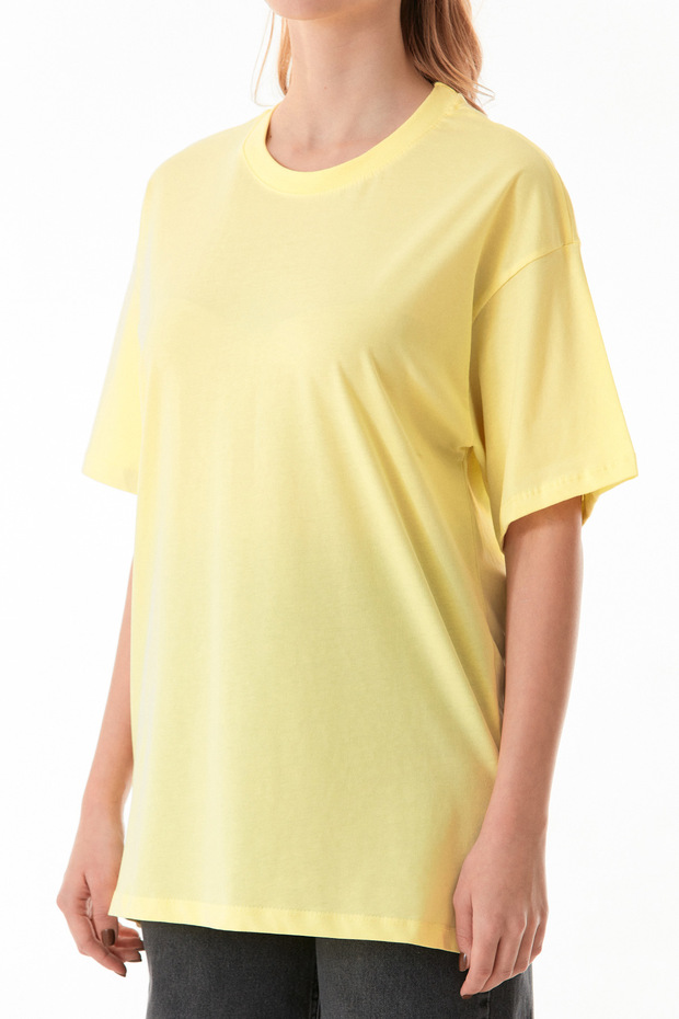 Basic Oversize Bisiklet Yaka Tişört - 7