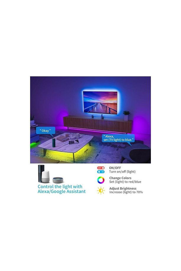 Rgb Led Şerit H61103a3, Wifi Bt Led Şerit, Alexa, Google Asst. Destekli - 10 Metre - 2