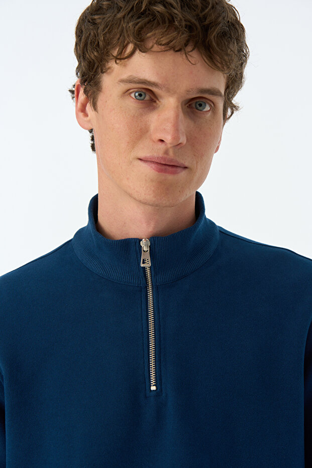 Basic SuperSoft Quarter-Zip Sweatshirt - Lacivert - 3