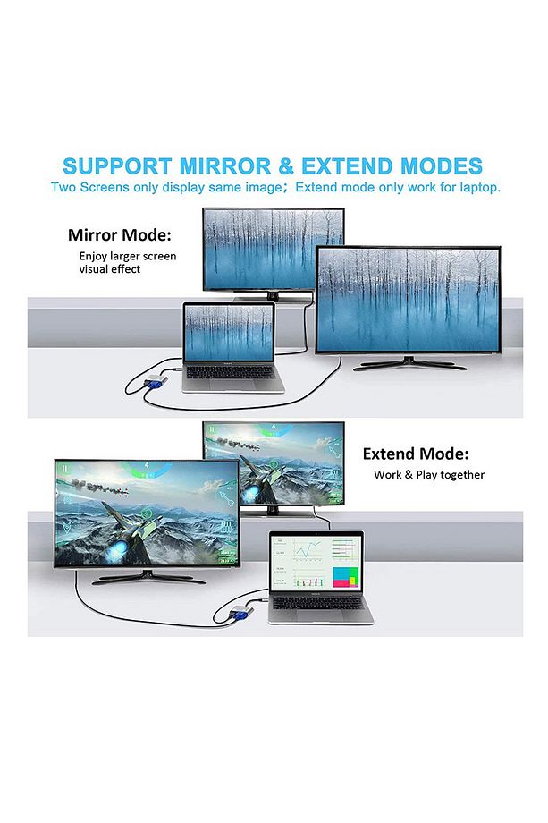 3120 Usb Type C To Hdmi Vga 3.1 Çevirici Dönüştürücü Kablo Adaptör - 4