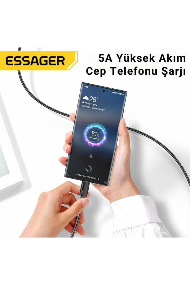 E-marker Çipli 3mt 100w Type C To Type C Şarj Kablosu 480mbps Veri Aktarım Şarj Akım Korumal - 4