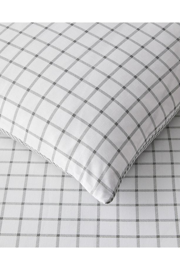 Simple Checks Kolay Ütülenir Tek Kişilik Nevresim Takımı 160x220 cm Gri - 5