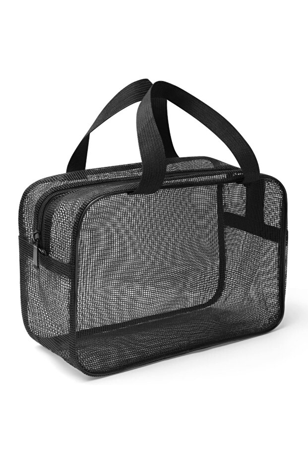 1 New Portable Bathing Bag Mesh Shower Toiletry Pouch Travel Makeup Storage Holder Big Pockets Bath.