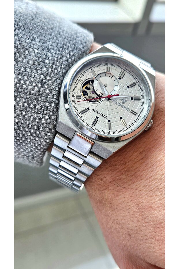 Rym-250424 Raymond Automatic Men's Wrist Watch- 2 Years Warranty - Stainless Steel