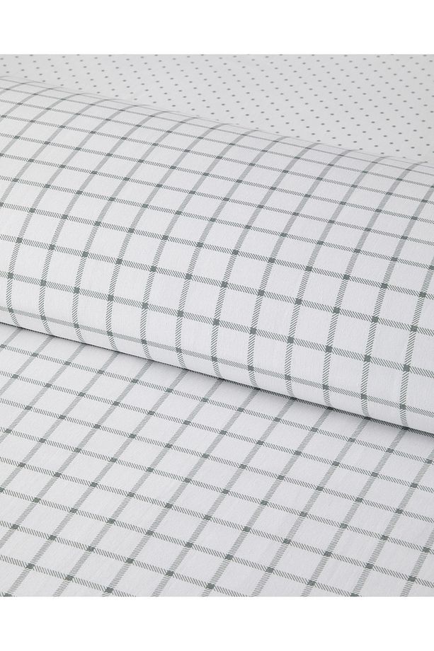 Simple Checks Kolay Ütülenir Tek Kişilik Nevresim Takımı 160x220 cm Seledon - 4