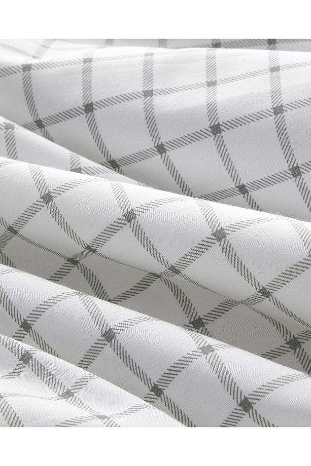 Simple Checks Kolay Ütülenir Tek Kişilik Nevresim Takımı 160x220 cm Gri - 7