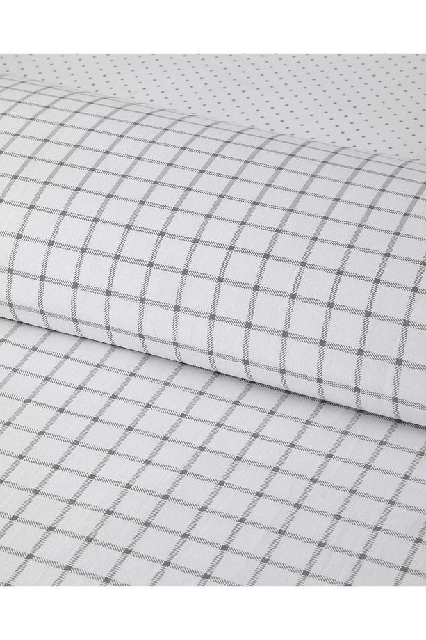 Simple Checks Kolay Ütülenir Tek Kişilik Nevresim Takımı 160x220 cm Gri - 4