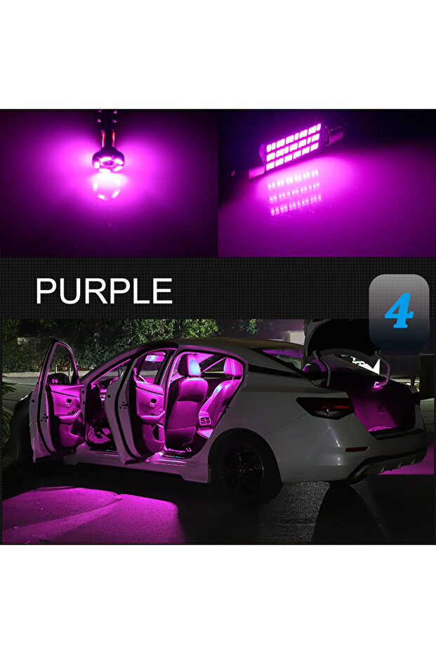 E46 - 12PCS Purple Car LED Interior Light Canbus For BMW E87 E81 F20 E36 E46 E90 E91 E92 E93 F30 E39