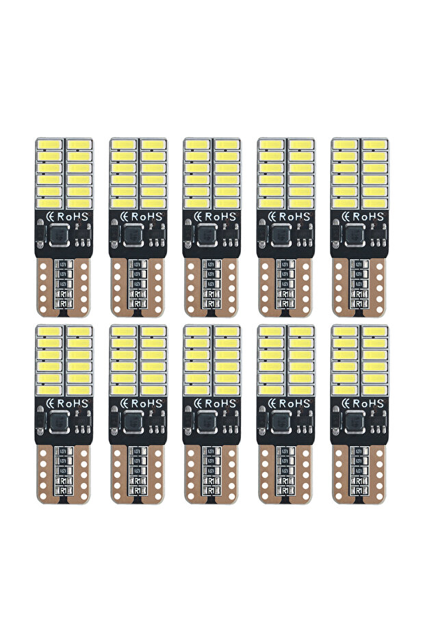 WHITE 10pcs IC T10 LED Bulb Canbus 5W5 Car W5W LED Signal Light 12V 6000K Auto Wedge Side Interior D
