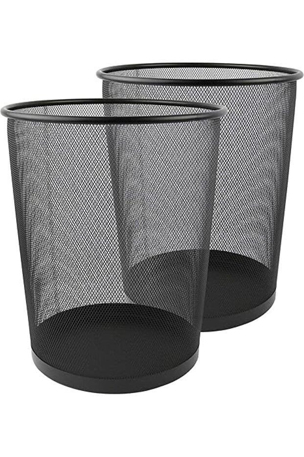 Black Mesh Round Trash Cans, Lightweight, Sturdy, Set of 2