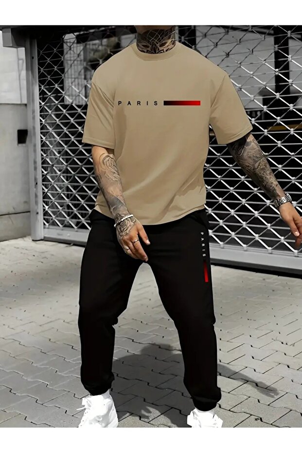 MEN'S Printed Tracksuit Set T-Shirt Jogger Pants Tracksuit Bottom - Top and Bottom Set