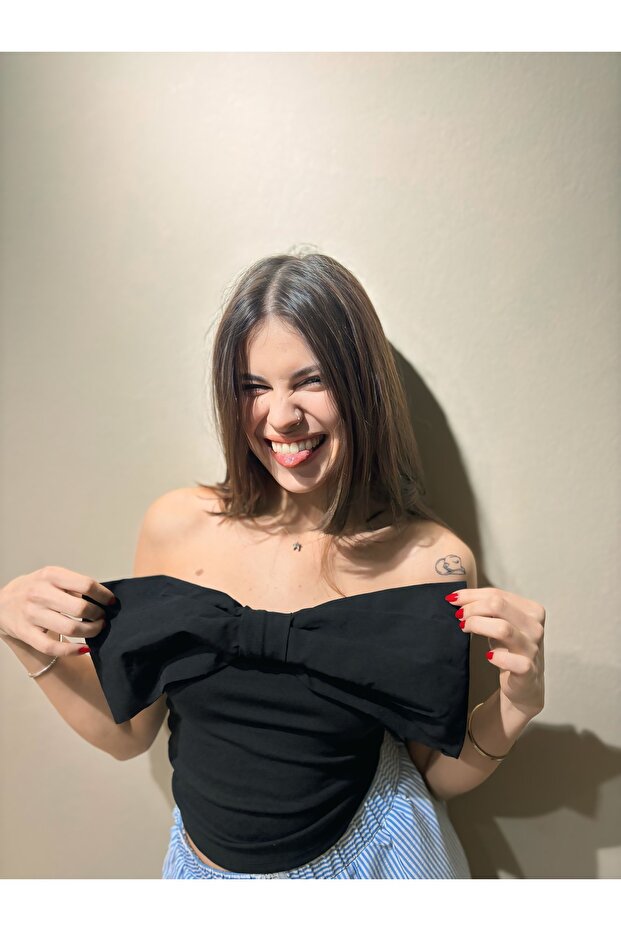 Fiyonklu Straplez Top - 2