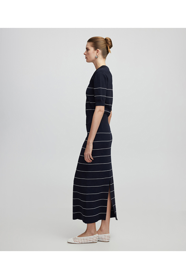 Çizgili triko etek - 2