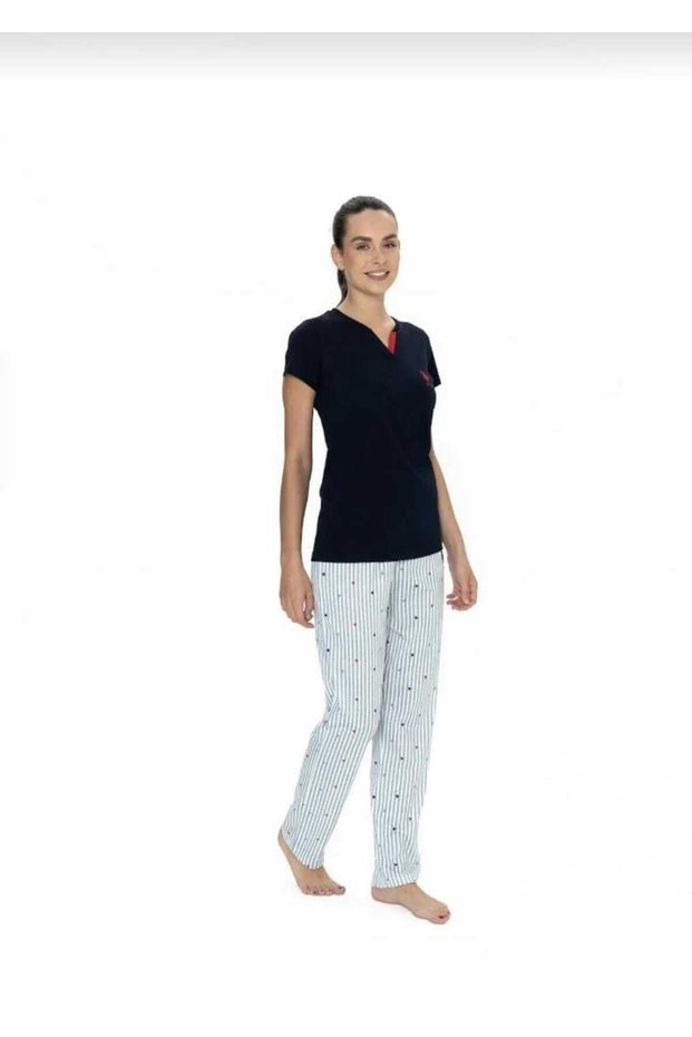 U.S. Polo. Assn Cotton Short Sleeve V-Neck Women's Pajama Suit