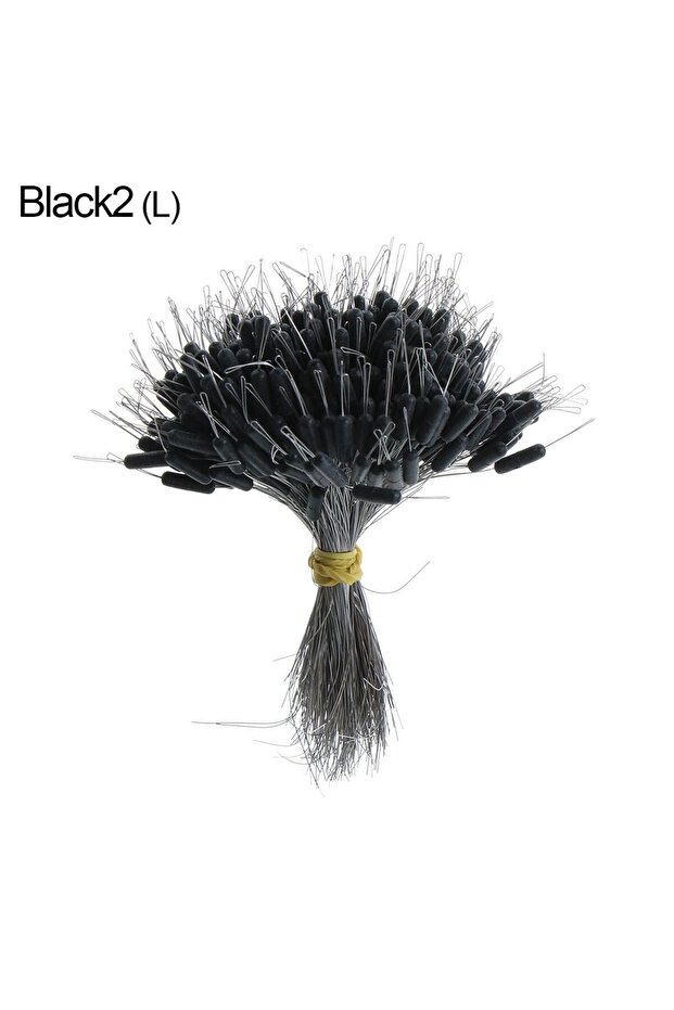 L-black 2 300pcs/pack Black Float Fishing Bobber Silicone Stopper Space Bean Connector Fishing Line