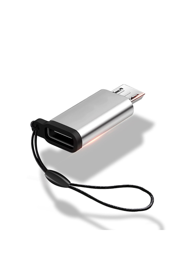 محول كابل USB من النوع C أنثى إلى Micro USB ذكر فضي لهاتف Android شاحن شحن مزامنة Otg Con