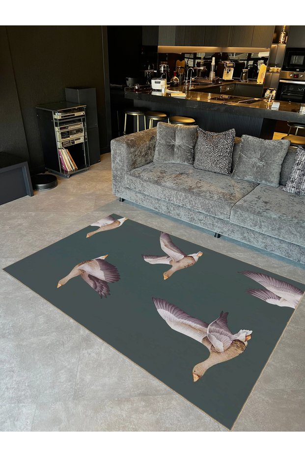 Seda Collection Flying Goose Patterned Woven Base Modern Decorative Carpet Seda23