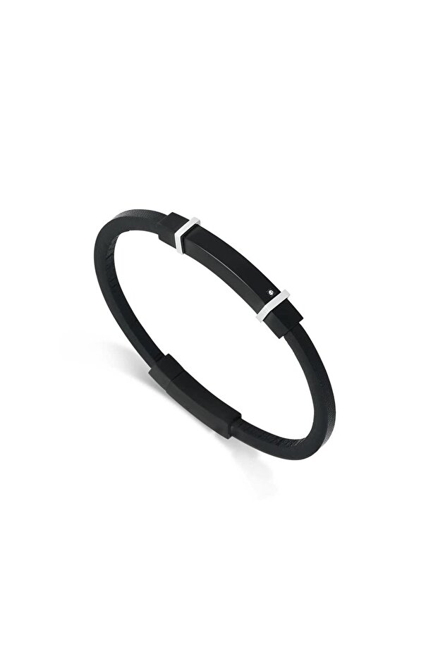 Ars015 Men's Leather Steel Bracelet