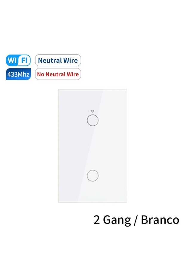 مفتاح إضاءة ذكي GGBEE 2Gang-White بقابس أمريكي يعمل بتقنية Tuya WiFi، لا يتطلب سلكًا محايدًا، مفتاح حائط يعمل باللمس 1/