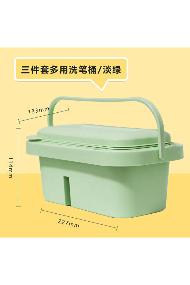 Green Multi-Use Paint Brush Basin with Brushes Holder,Washer,Trays,Palette Box-Artist Cleaner Cup fo
