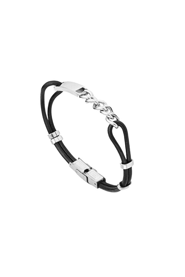 Ars081 Men's Leather Steel Bracelet