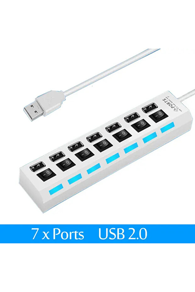 7Port White Switch Extension Hub 7-port USB2.0 Hub Computer USB Extension Hub One Drag Seven USB2.0 - 1