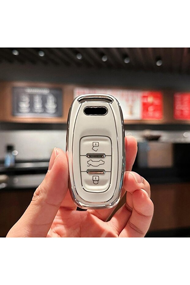 WHITE New TPU Car Remote Smart Key Cover Case Shell for Audi A1 A3 A4 A5 A6 A7 A8 Quattro Q3 Q5 Q7 2