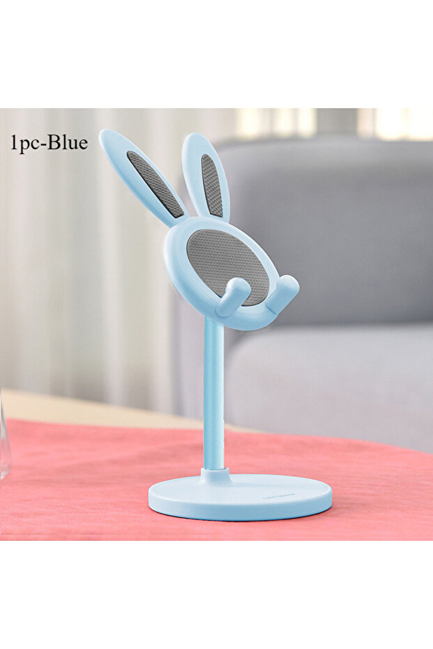 1pc-Blue The Cute Rabbit Mobile Phone Stand Desktop Can Lift and Adjust the Desktop Phone Accessorie