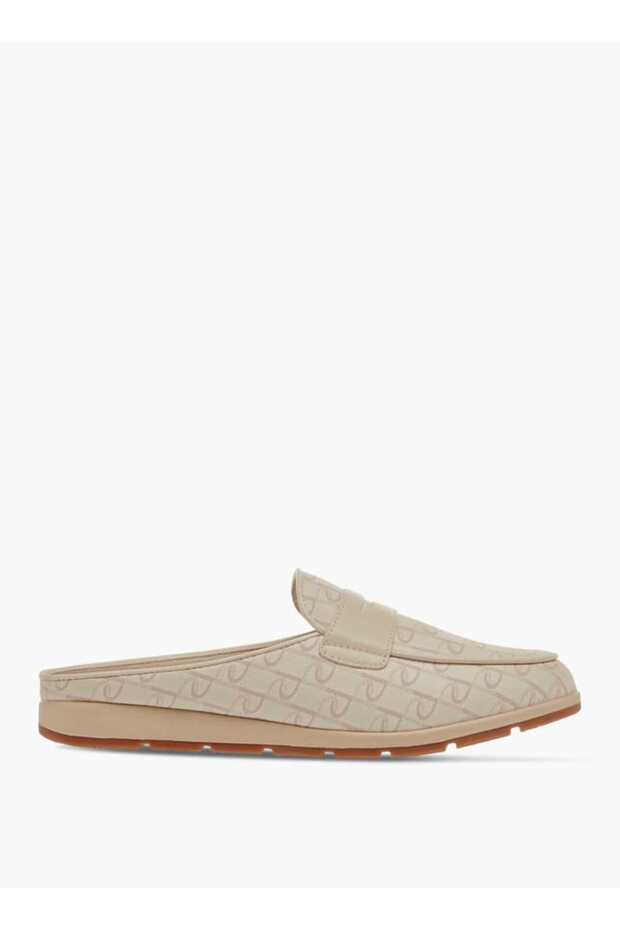 Paprika Monogram Print Slip-On Mules - 3