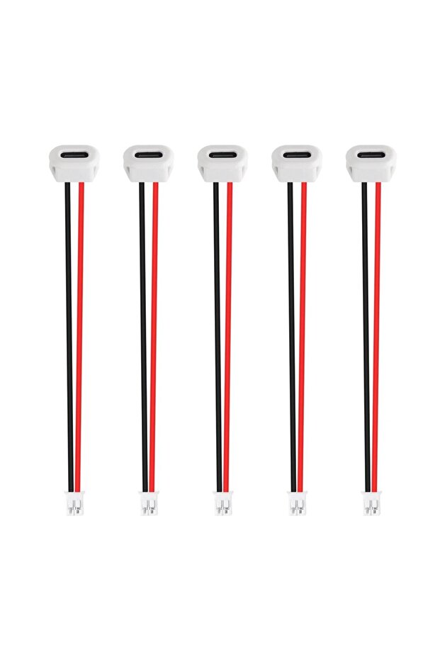 5 قطع بيضاء 5 قطع هيكل أنثى من النوع C مقاوم للماء سلك 2P من النوع USB C كابل ضفيرة تمديد الطاقة