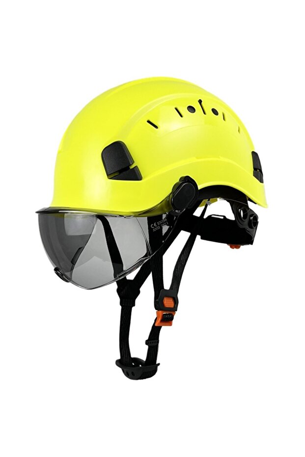 FL Yellow SV CE Construction Safety Helmet With Goggles Visor ABS Hard Hat ANSI Industrial Work Head