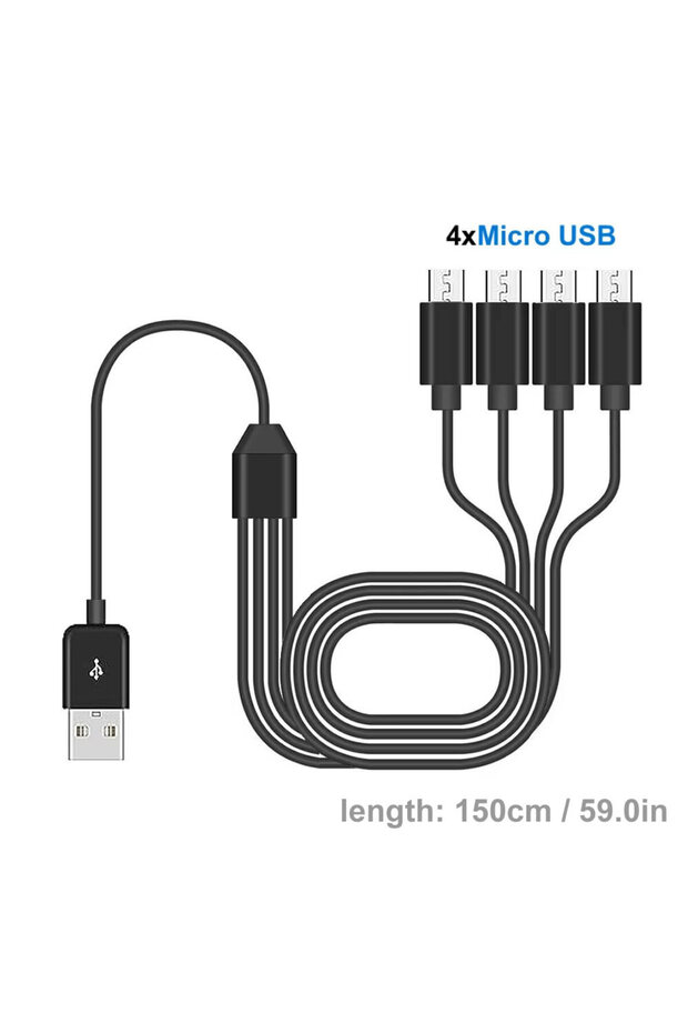 to 4xMicro USB 150cm 20cm Short USB Multi Charging Cable 4 in 1 Multiple Type C / Micro USB Charging