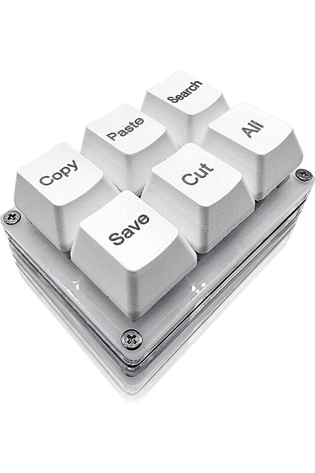 WHITE 6Keys Copy Paste Search Save Cut Keyboard One Handed OSU Keypad Programmable Mechanical Shortc - 1